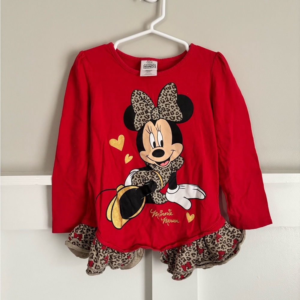 GUC Disney Minnie Mouse 4T Red Long Sleeve Girls Top